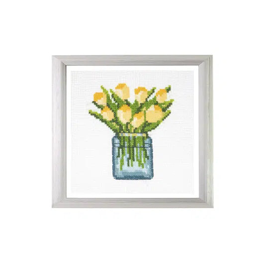 Mini Counted Cross Stitch Kit - Yellow Tulips | Truro Fabrics