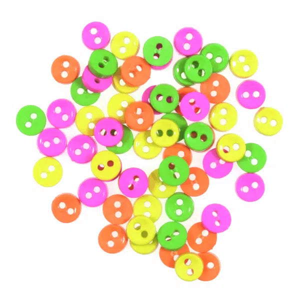 Mini Craft Button Pack - Assorted Neon | Truro Fabrics