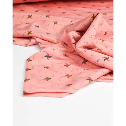 Modal French Terry Fabric - Penny Pinwheel Pink – view 2 | Truro Fabrics