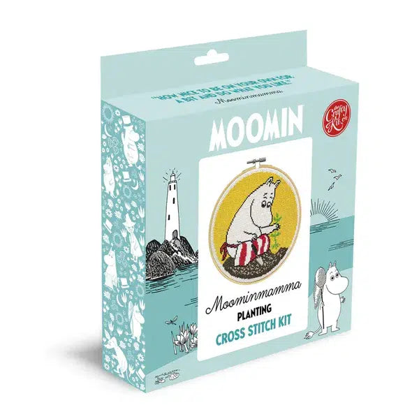 Moomin Cross Stitch Kit - Moominmamma Planting – view 4 | Truro Fabrics