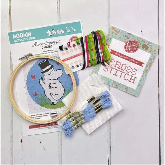 Moomin Cross Stitch Kit - Moominpappa Dancing – view 2 | Truro Fabrics