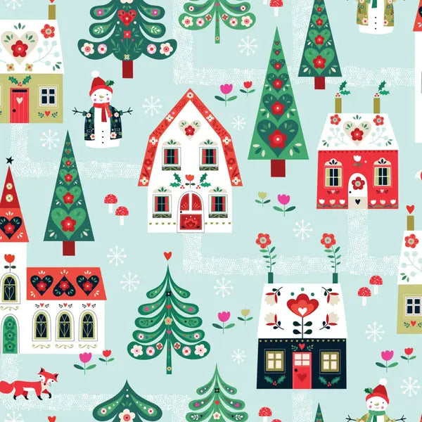 Christmas Patchwork Fabric - Nordic Noel - Christmas Town – Truro Fabrics