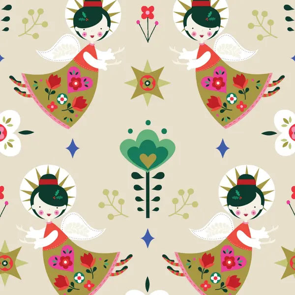 Christmas Patchwork Fabric - Nordic Noel - Christmas Angels – Truro Fabrics