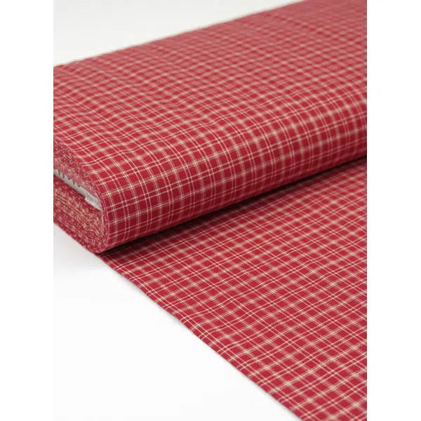 Nordsø Yarn Dyed Cotton Fabric - Cardinal Plaid Scarlet – view 2 | Truro Fabrics