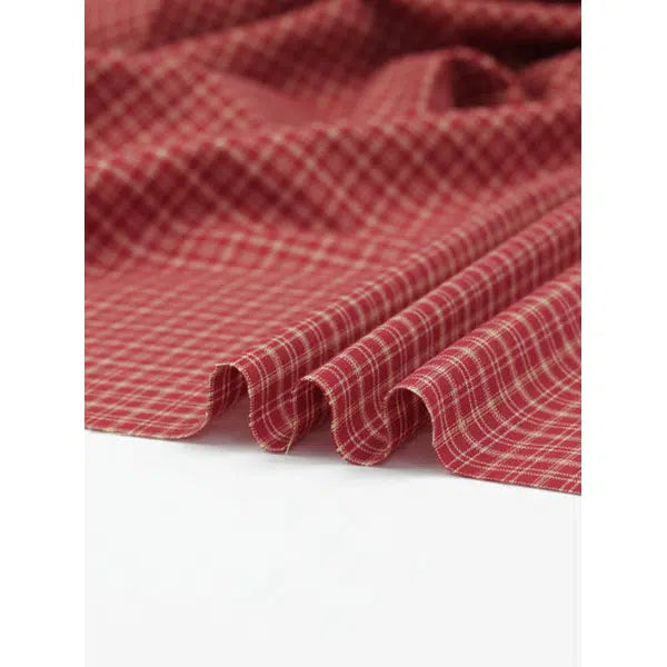 Nordsø Yarn Dyed Cotton Fabric - Cardinal Plaid Scarlet – view 4 | Truro Fabrics