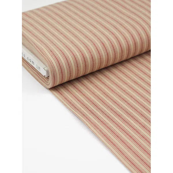 Nordsø Yarn Dyed Cotton Fabric - Cardinal Stripe Oat – view 2 | Truro Fabrics
