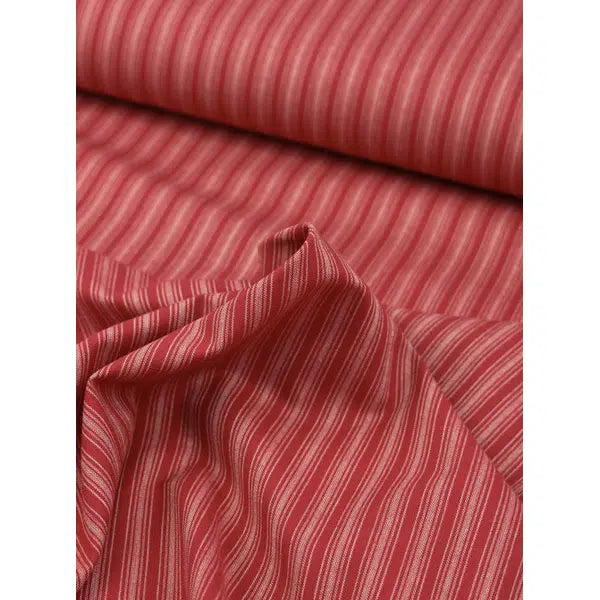 Nordsø Yarn Dyed Cotton Fabric - Cardinal Stripe Scarlet | Truro Fabrics