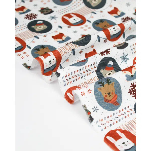 Organic Christmas Cotton Fabric - Cosy Portraits – view 3 | Truro Fabrics