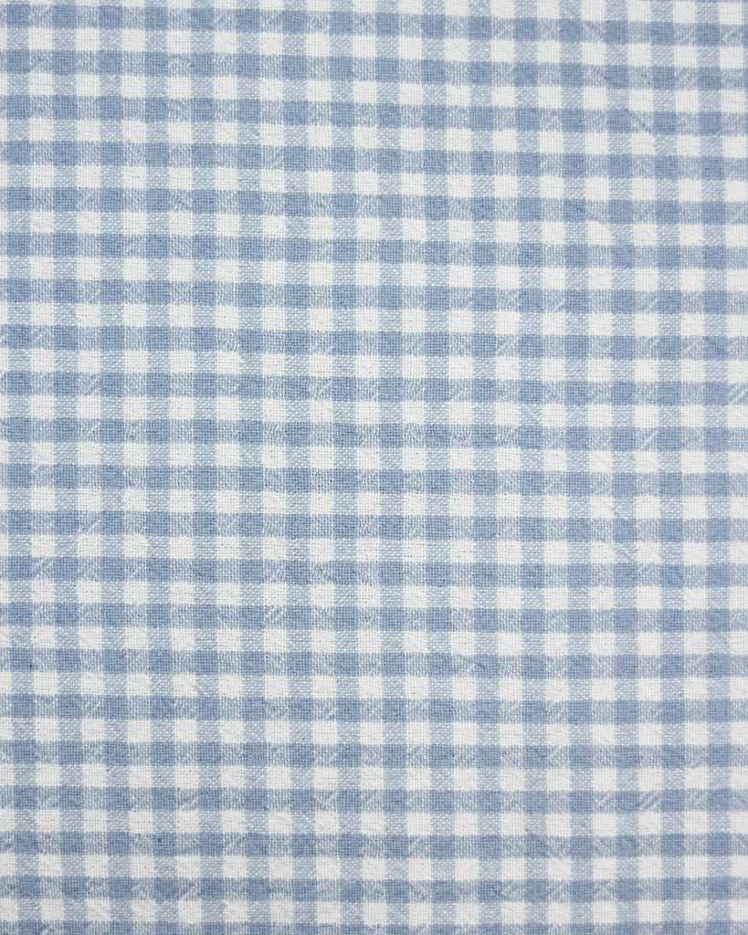 baby blue and white checkered gingham organic cotton fabric