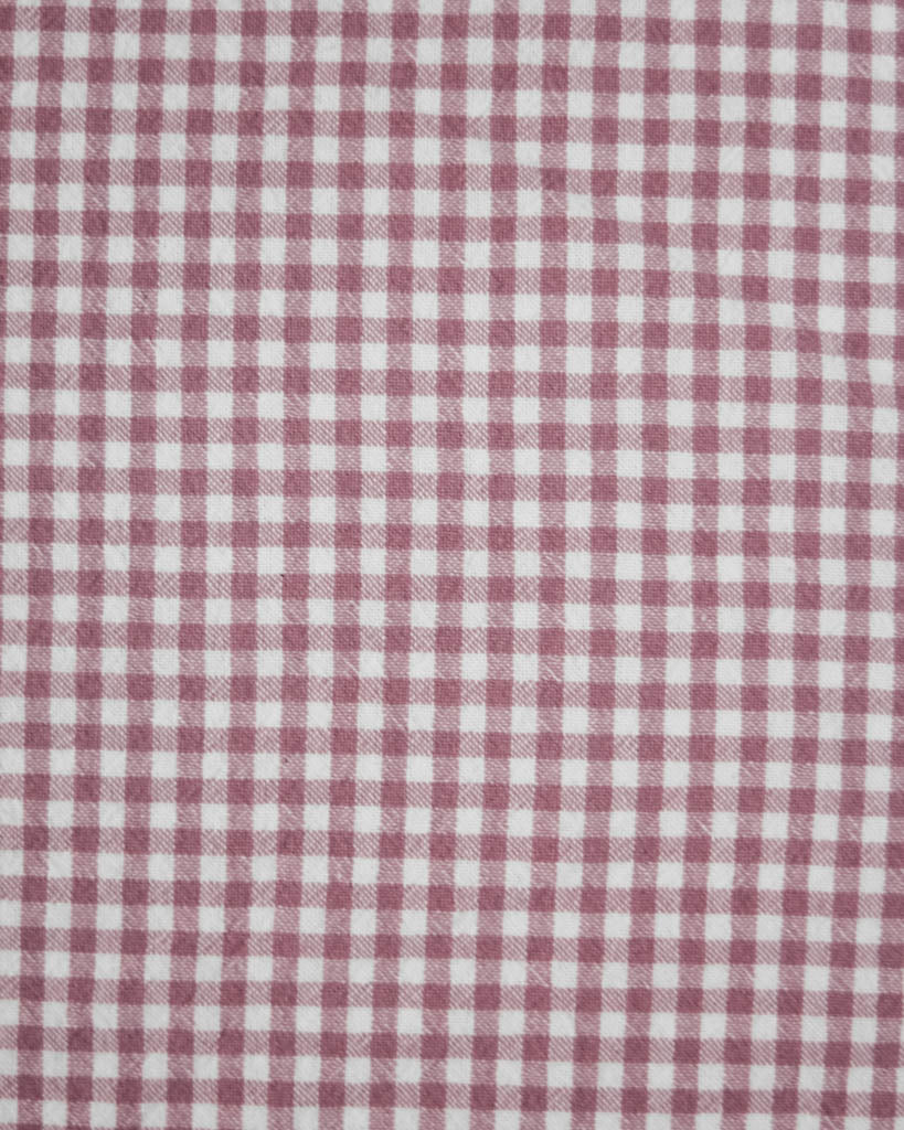 pink and white checkered gingham organic cotton fabric
