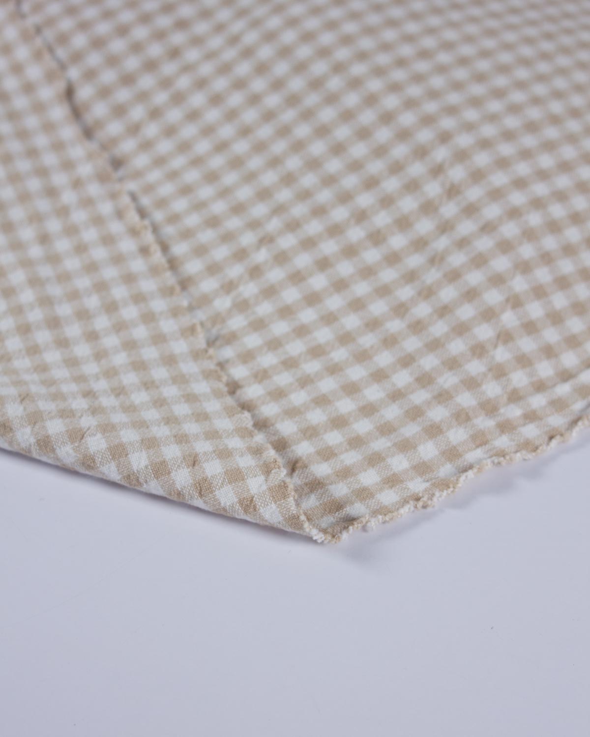 Organic Washed Cotton Mini Gingham Fabric - Wheat