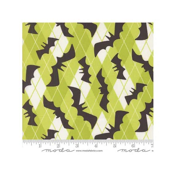 Patchwork Cotton Fabric - Fab-Boo-Lous - Bats Slime Green – view 2 | Truro Fabrics