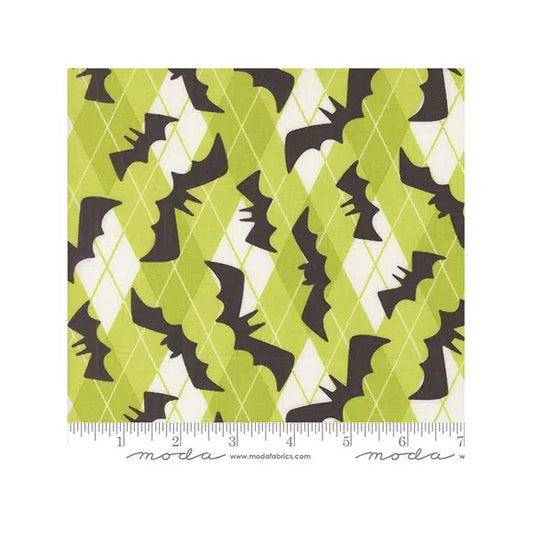 Patchwork Cotton Fabric - Fab-Boo-Lous - Bats Slime Green – view 2 | Truro Fabrics