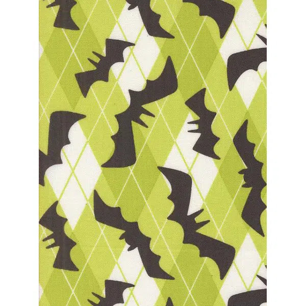Patchwork Cotton Fabric - Fab-Boo-Lous - Bats Slime Green | Truro Fabrics