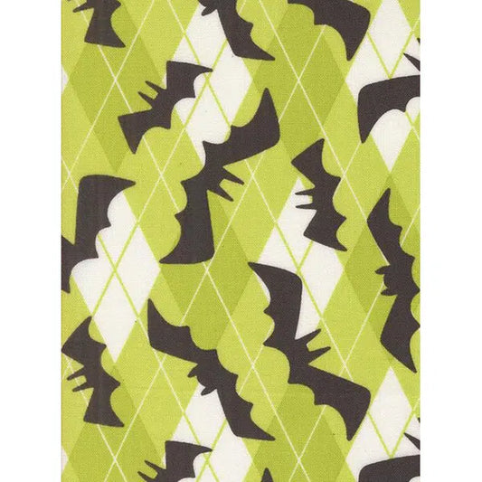 Patchwork Cotton Fabric - Fab-Boo-Lous - Bats Slime Green | Truro Fabrics