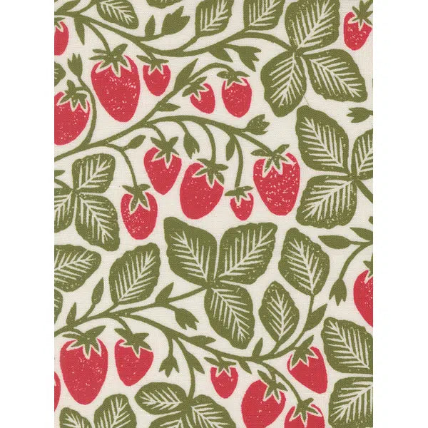 Patchwork Cotton Fabric - Garden Series - Strawberries on Cream | Truro Fabrics