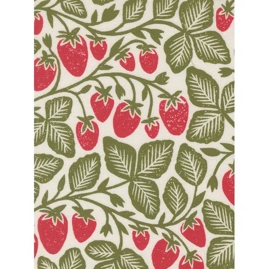 Patchwork Cotton Fabric - Garden Series - Strawberries on Cream | Truro Fabrics