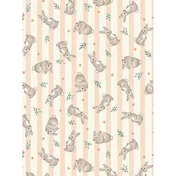 Patchwork Cotton Fabric - Little Ones - Bunnies Coral | Truro Fabrics