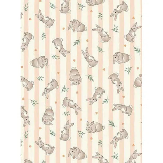 Patchwork Cotton Fabric - Little Ones - Bunnies Coral | Truro Fabrics