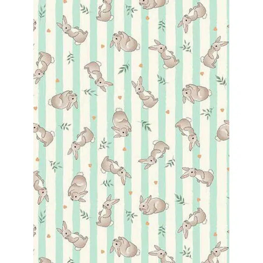 Patchwork Cotton Fabric - Little Ones - Bunnies Teal | Truro Fabrics