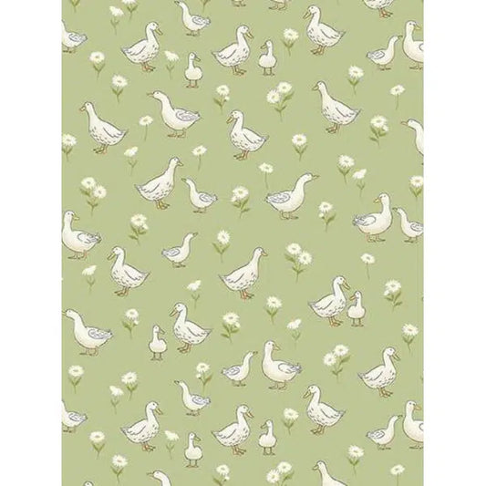 Patchwork Cotton Fabric - Little Ones - Ducks Green | Truro Fabrics