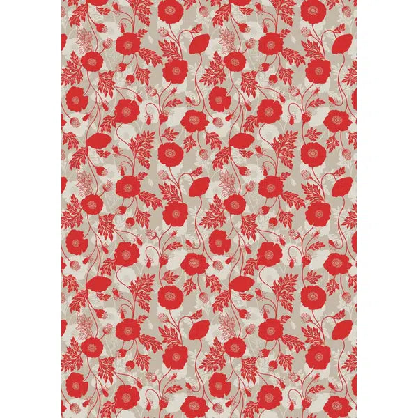 Patchwork Cotton Fabric - Poppies - Shadow Poppy on Natural | Truro Fabrics