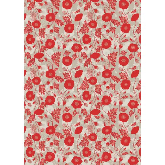 Patchwork Cotton Fabric - Poppies - Shadow Poppy on Natural | Truro Fabrics