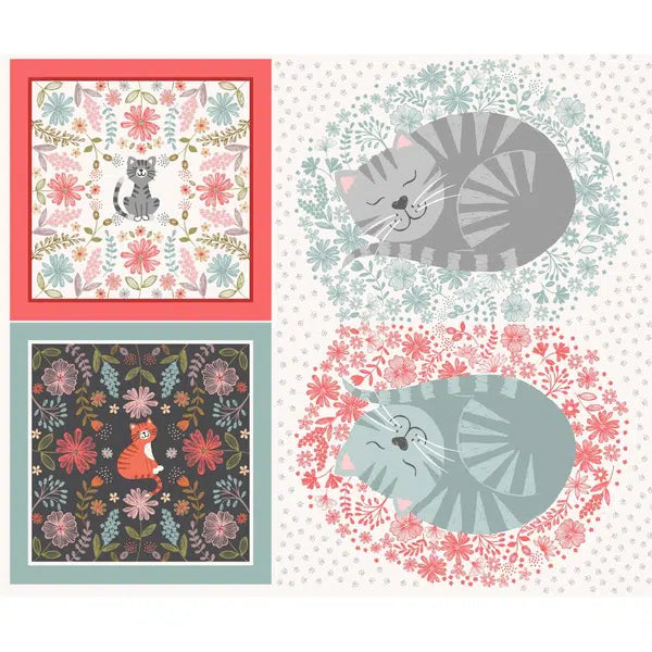 Patchwork Cotton Fabric - Purrfect Petals - Cushion Panel | Truro Fabrics