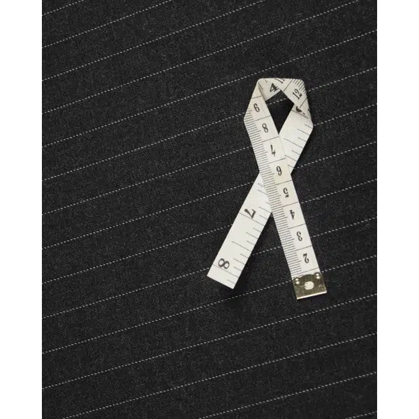Pinstripe Virgin Wool Suiting Fabric - Charcoal – view 2 | Truro Fabrics