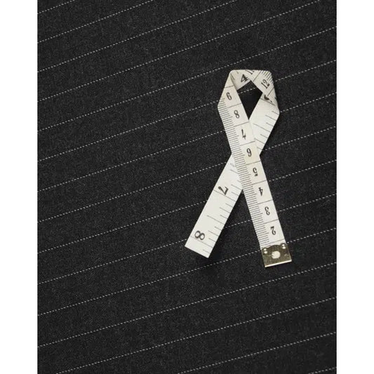 Pinstripe Virgin Wool Suiting Fabric - Charcoal – view 2 | Truro Fabrics