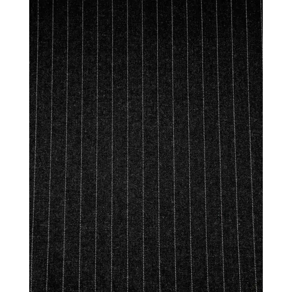 Pinstripe Virgin Wool Suiting Fabric - Charcoal – view 3 | Truro Fabrics