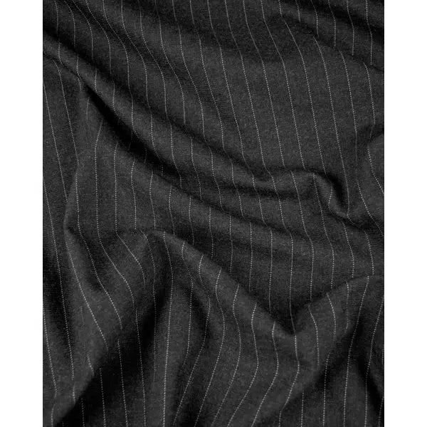 Pinstripe Virgin Wool Suiting Fabric - Charcoal | Truro Fabrics