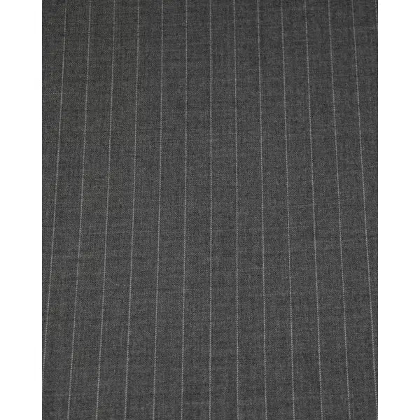Pinstripe Virgin Wool Suiting Fabric - Mid Grey – view 4 | Truro Fabrics