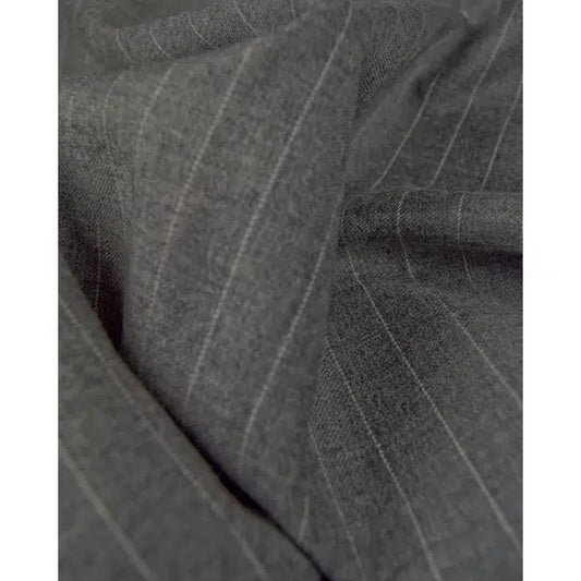 Pinstripe Virgin Wool Suiting Fabric - Mid Grey | Truro Fabrics