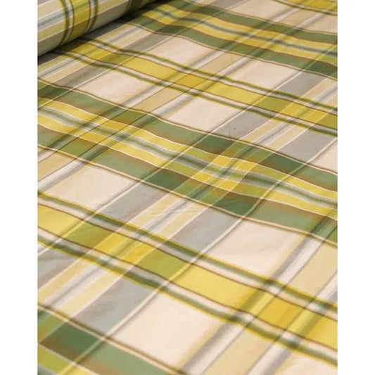 Plaid Silk Taffeta Fabric - Mojito – view 2 | Truro Fabrics