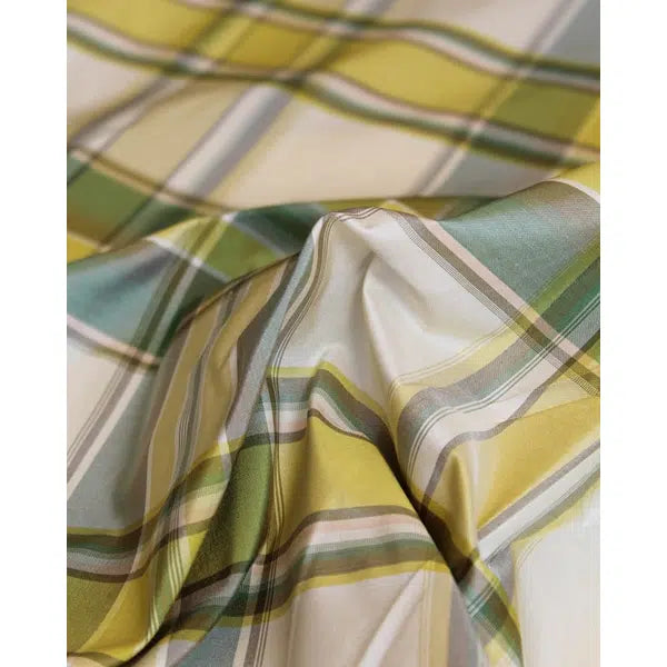 Plaid Silk Taffeta Fabric - Mojito – view 4 | Truro Fabrics