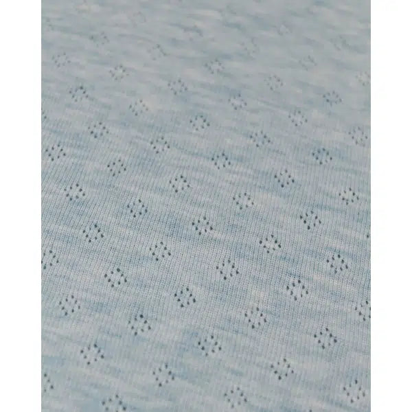 Pointelle Cotton Jersey Fabric - Powder Blue Melange – view 3 | Truro Fabrics