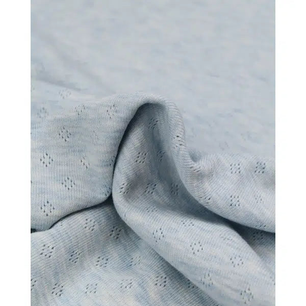 Pointelle Cotton Jersey Fabric - Powder Blue Melange | Truro Fabrics