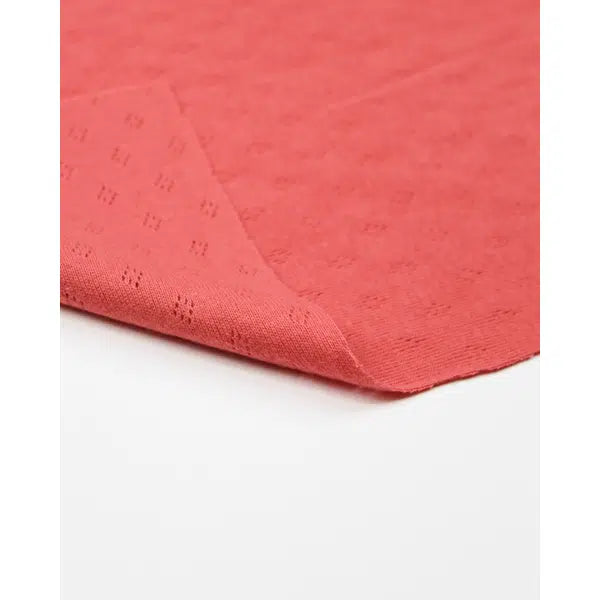 Pointelle Cotton Jersey Fabric - Watermelon – view 4 | Truro Fabrics