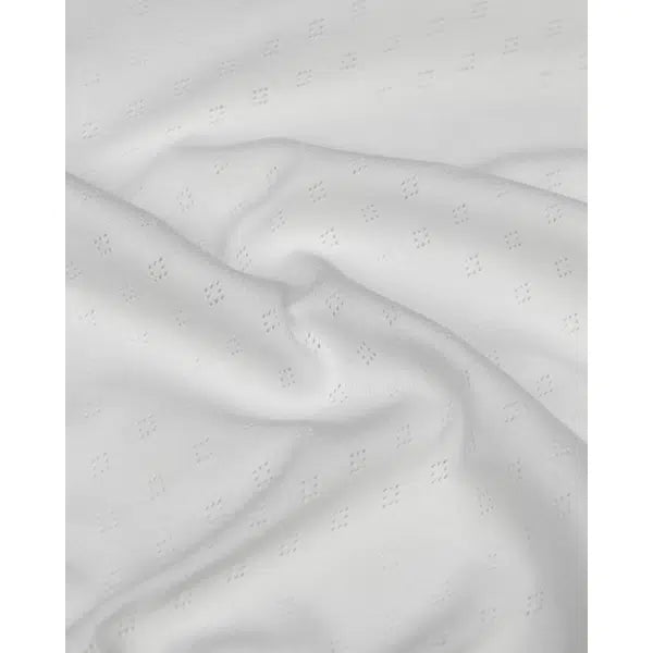Pointelle Cotton Jersey Fabric - White – view 2 | Truro Fabrics