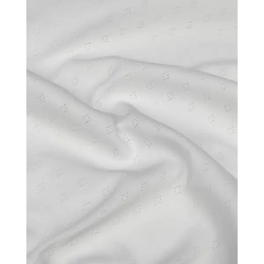 Pointelle Cotton Jersey Fabric - White – view 2 | Truro Fabrics
