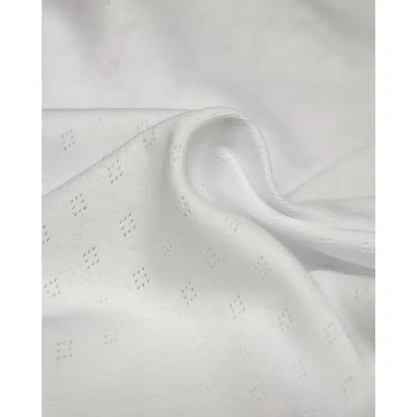 Pointelle Cotton Jersey Fabric - White | Truro Fabrics