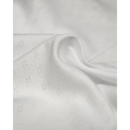 Pointelle Cotton Jersey Fabric - White | Truro Fabrics