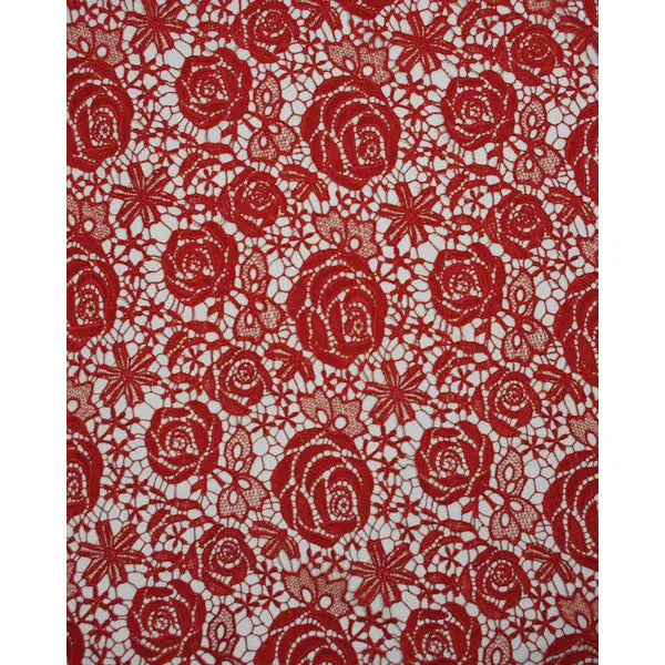 Polyester Guipure Lace Fabric - Red Rose – view 2 | Truro Fabrics
