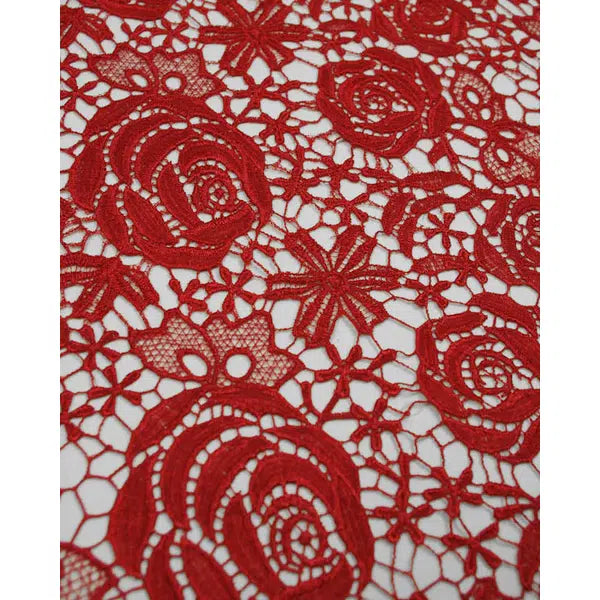 Polyester Guipure Lace Fabric - Red Rose – view 3 | Truro Fabrics