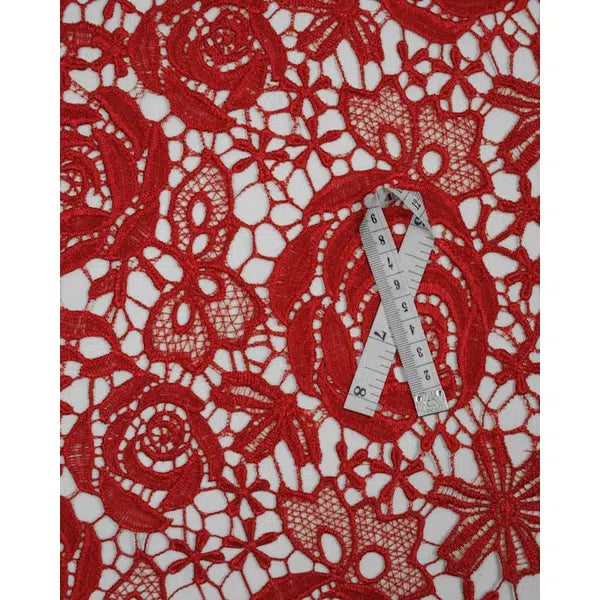 Polyester Guipure Lace Fabric - Red Rose – view 4 | Truro Fabrics