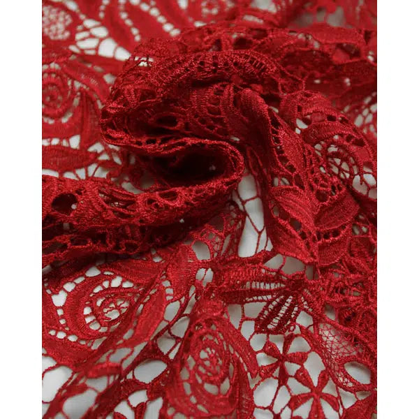 Polyester Guipure Lace Fabric - Red Rose | Truro Fabrics