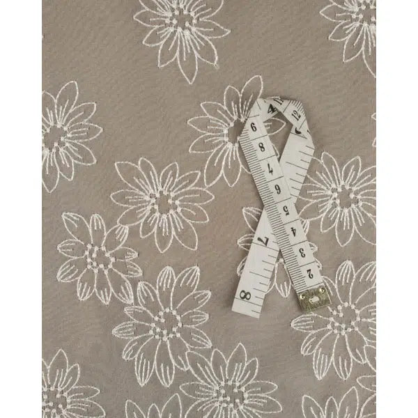 Polyester Organza Fabric - Embroidered Flowers in White – view 3 | Truro Fabrics
