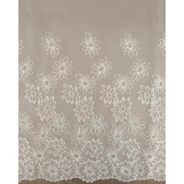 Polyester Organza Fabric - Embroidered Flowers in White – view 5 | Truro Fabrics