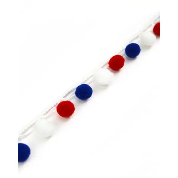 Pom Pom Trim - Red, White & Blue – view 2 | Truro Fabrics